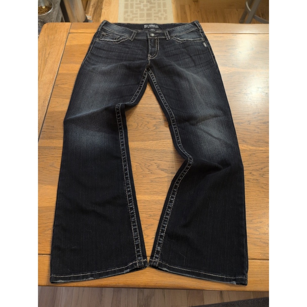 Silver Jeans Co Suki Surplus Bootcut Jeans Dark Wash Contrast Stitch W33 L32 EUC